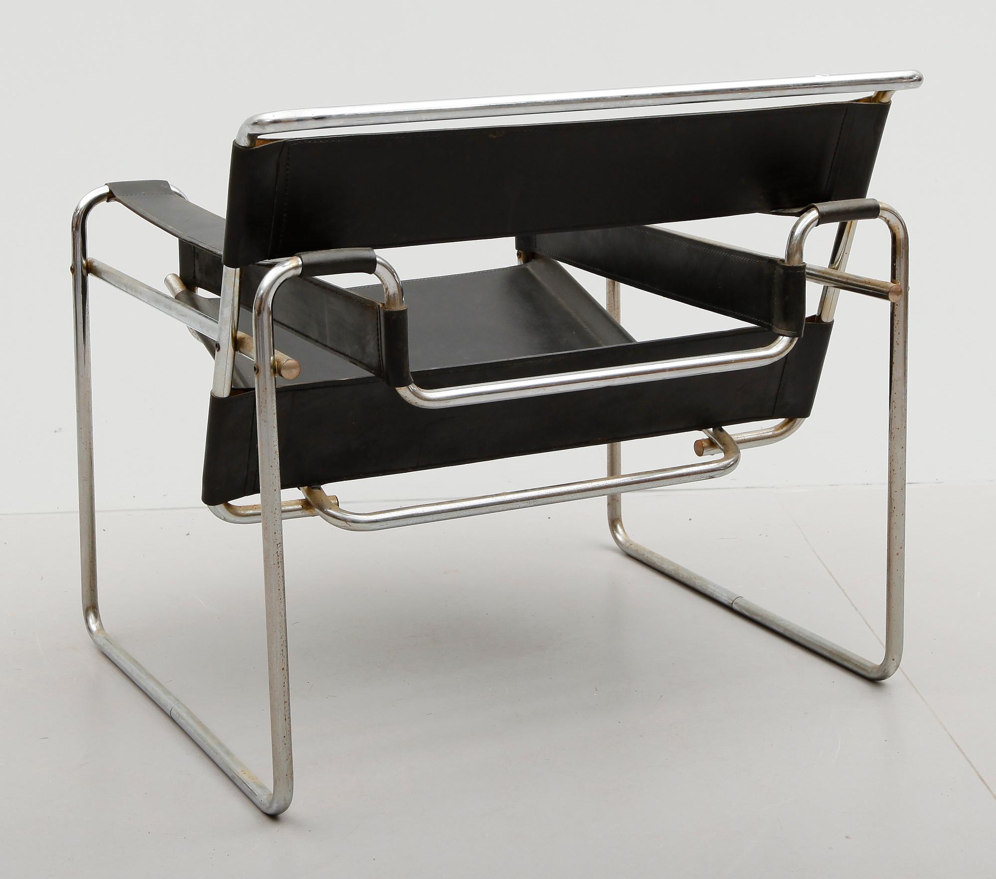 FÅTÖLJ, efter Marcel Breuer, "Wassily", 1900-talets andra hälft.