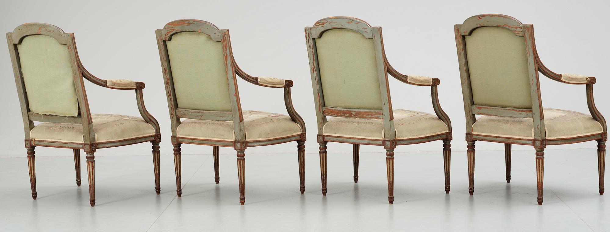 A set of four Louis XVI late 18th century  armchairs.