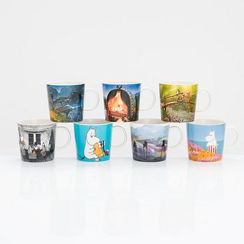 Muminmuggar, 7 st, porslin, Moomin Characters, Arabia.