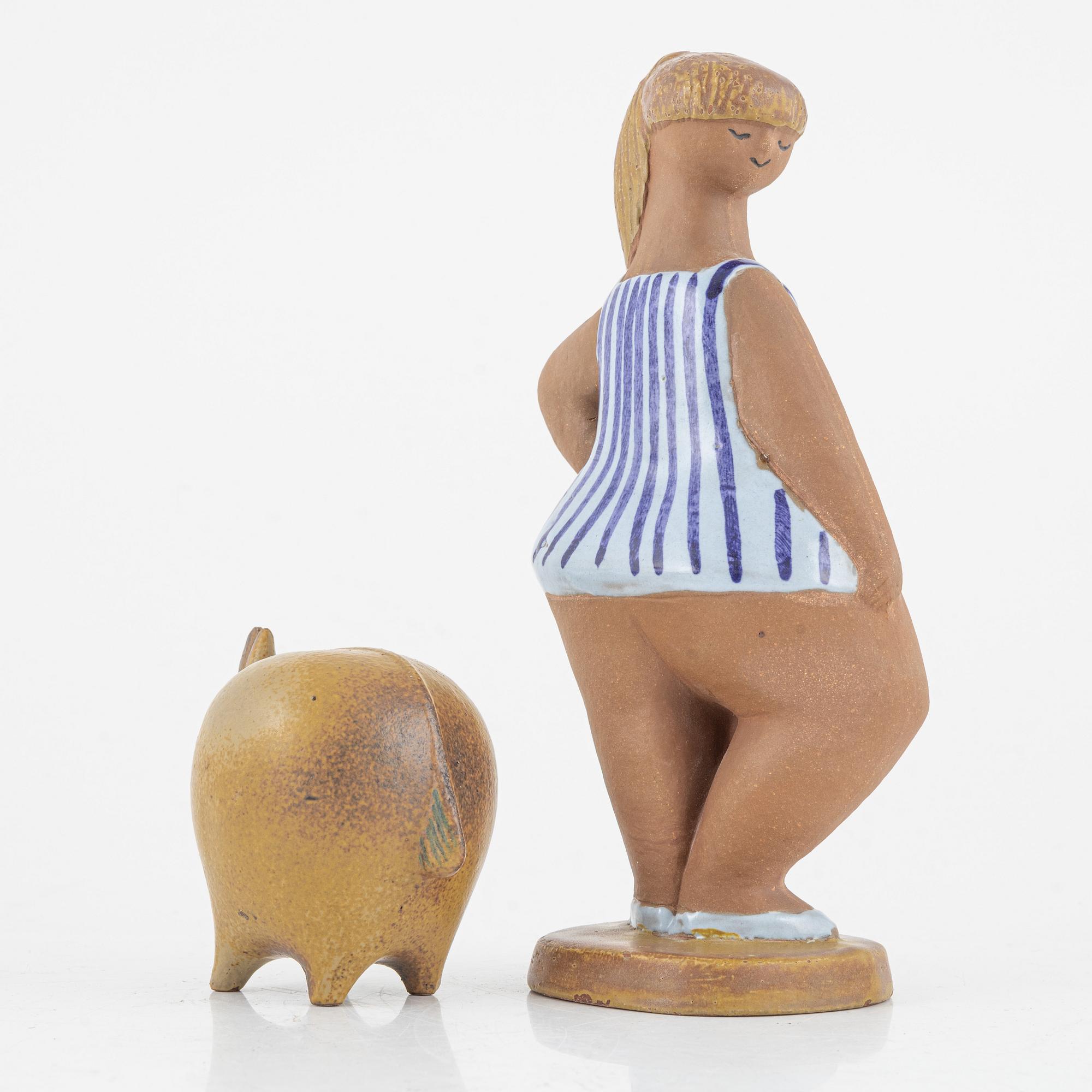 Lisa Larson, figuriner, 4 st, stengods, Gustavsberg.