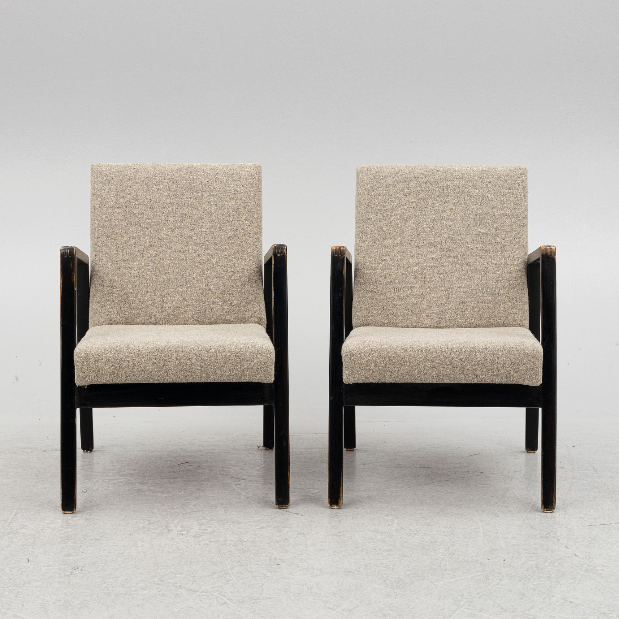Alvar Aalto, a pair of armchairs model "403", Artek, Finland, mid-20th century.