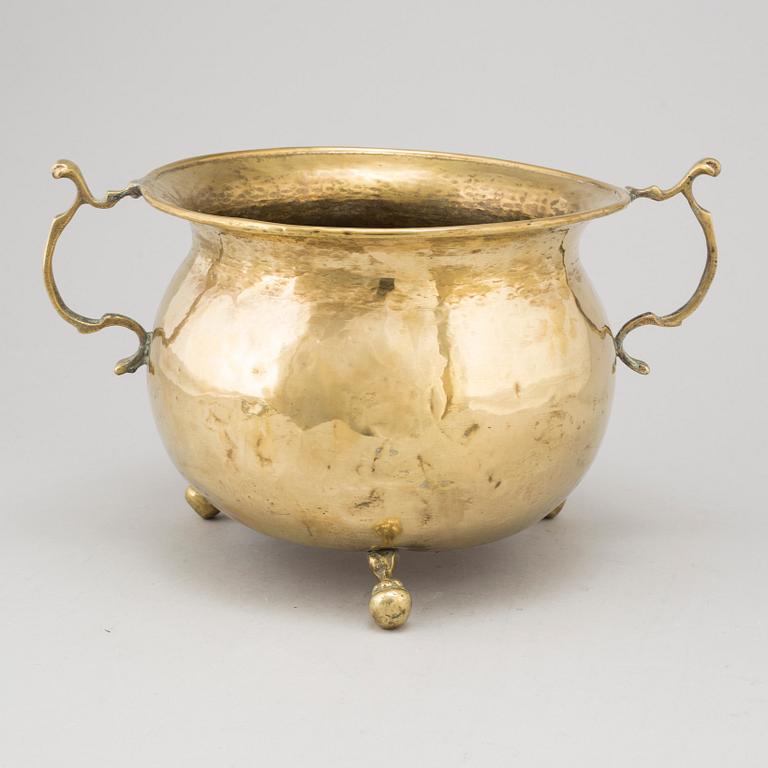 A 19th century brass flower pot.