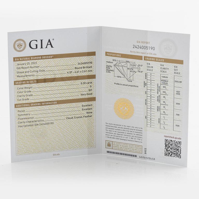 Brilliant cut diamond earrings, with GIA dossier.
