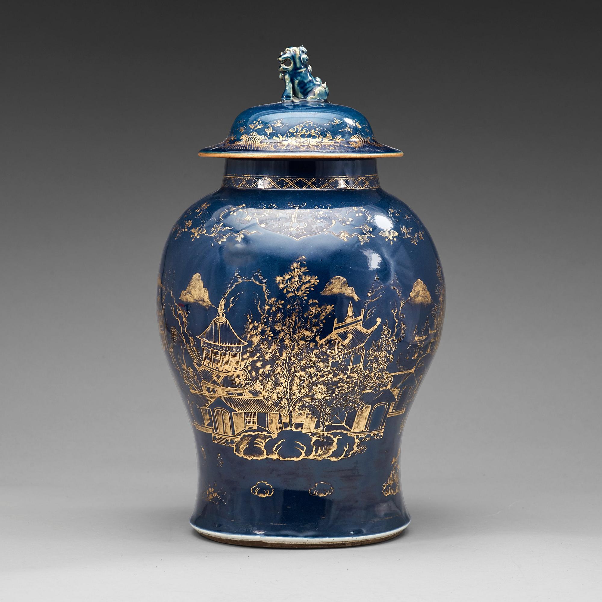 A 'powder blue' jar with cover, Qing dynasty, Qianlong (1736-95).