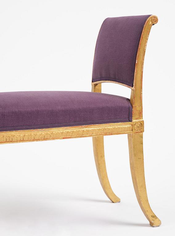 A late Gustavian giltwood stool, Stockholm, late 18th century.