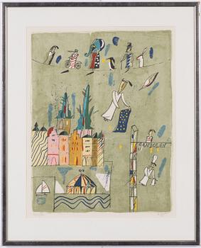 Madeleine Pyk, Komposition med stad i fonden.