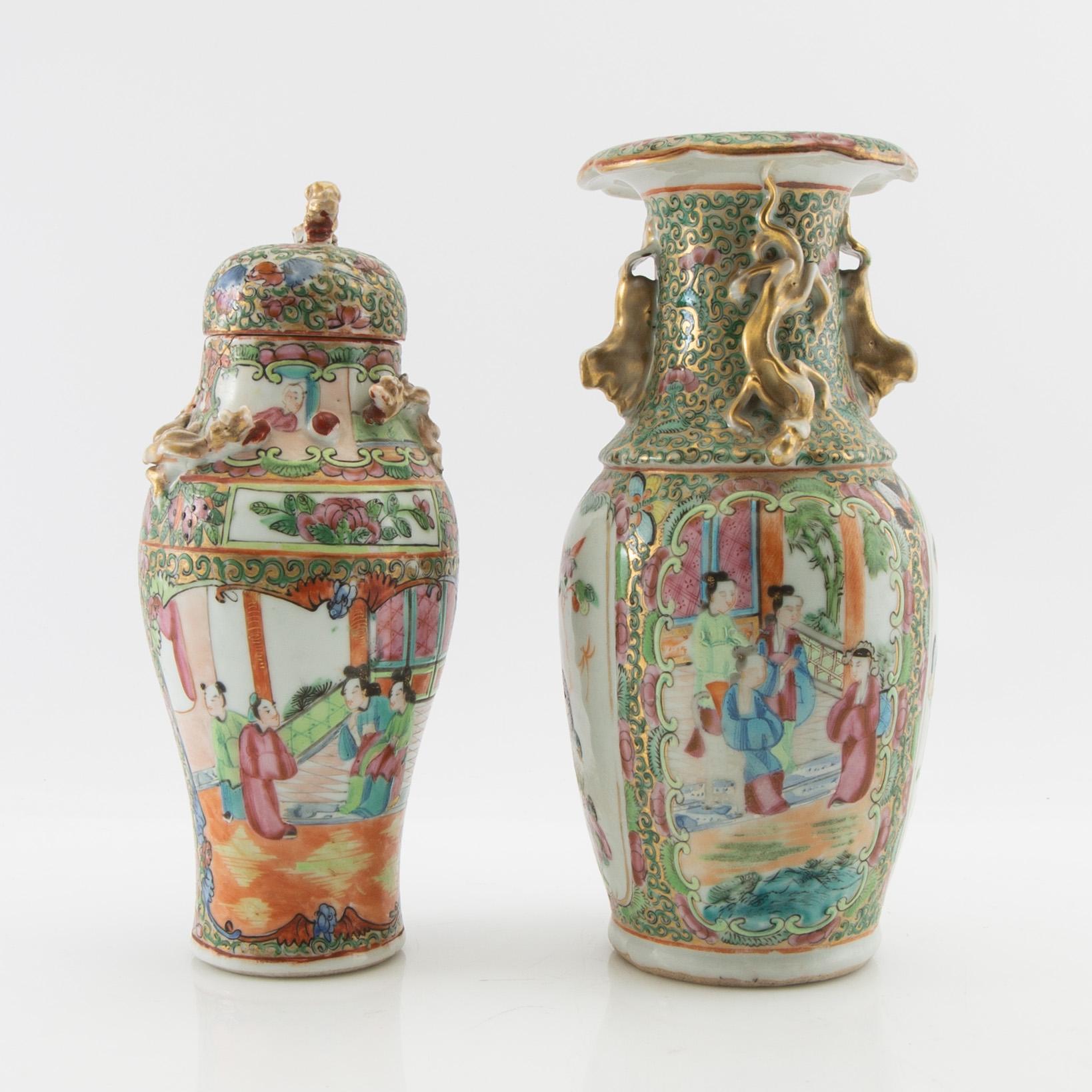 Vase and cover jar, Canton, China 20th century.