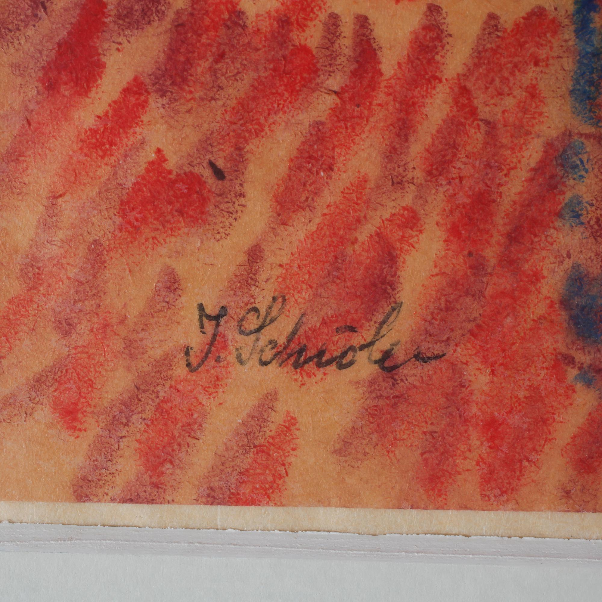 INGE SCHIÖLER, pastel, signed.