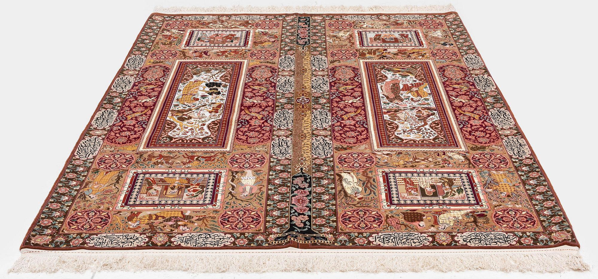 Matta, Isfahan, centrala Persien, part silk, signerad, ca 270 x 185 cm.