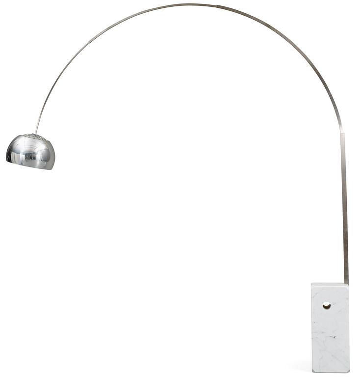 An Achille & Pier Castiglioni 'Arco' marbel and aluminium floor lamp.