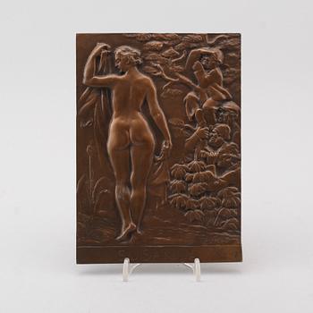ALFRED OHLSON, VÄGGRELIEF, brons, signerad Alfred O, 1900-talets första hälft.