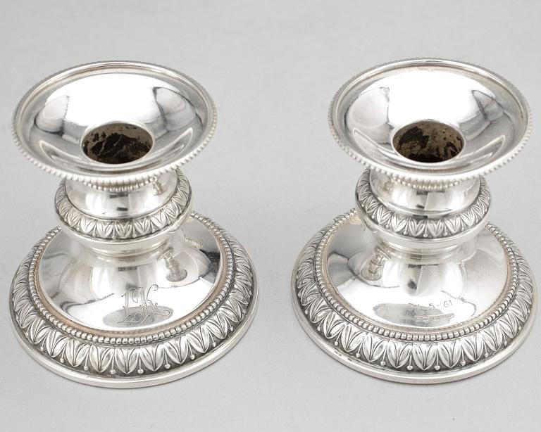 Ljusstakar 2 par, silver, Turku/Åbo, Finland. 1900-talets mitt.