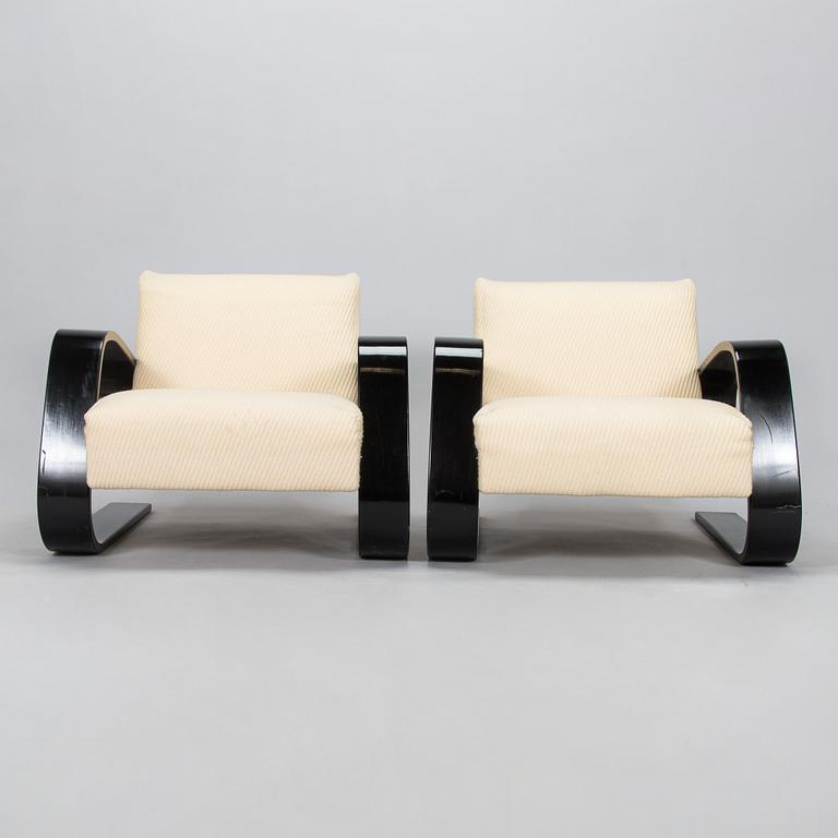 Alvar Aalto, fåtöljer ett par, "Tank chair" modell 400, Artek, 1970-tal.