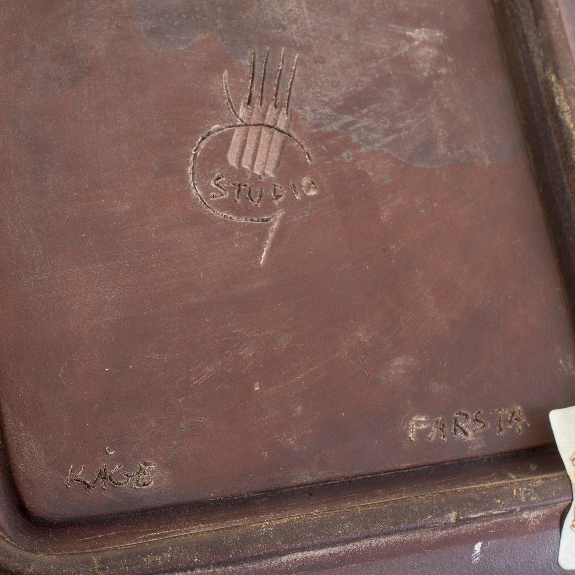 A Wilhelm Kåge 'Farsta' stoneware dish, Gustavsberg Studio.