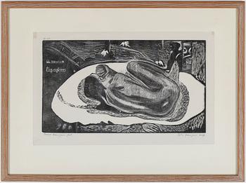 Paul Gauguin · PAUL GAUGUIN, POSTUMT TRYCK,Träsnitt, 1893/94 (1921), signerad i blyerts Pola Gauguin imp. Paul Gauguin fait