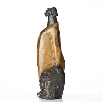Åke Holm, a glazed stoneware sculpture, "David and Goliath", Höganäs 1950s.