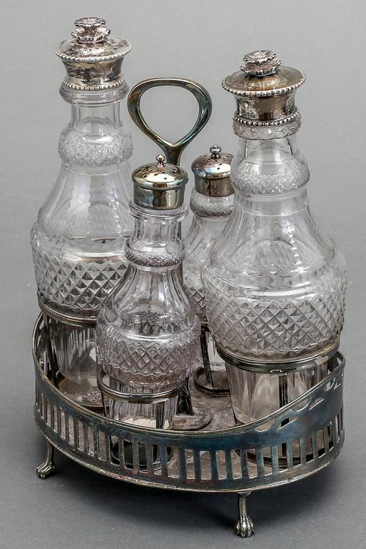 BORDSSURTOUT, silver och nysilver, otydliga stämplar, 1800-tal.