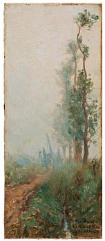 259. Nils Kreuger, Landscape with trees by the roadside.