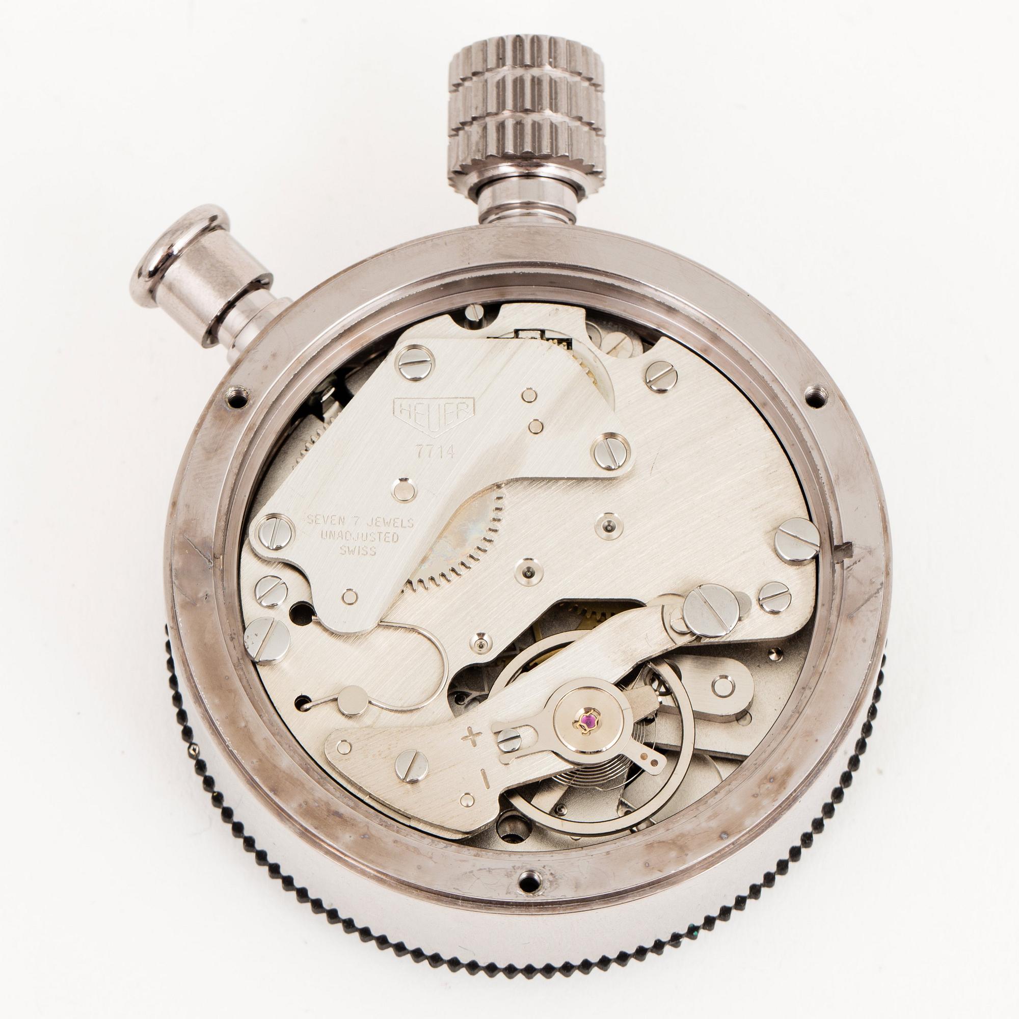 HEUER, Master-Time 8-Days and Monte-Carlo stop watch, dash-mounted timepieces.