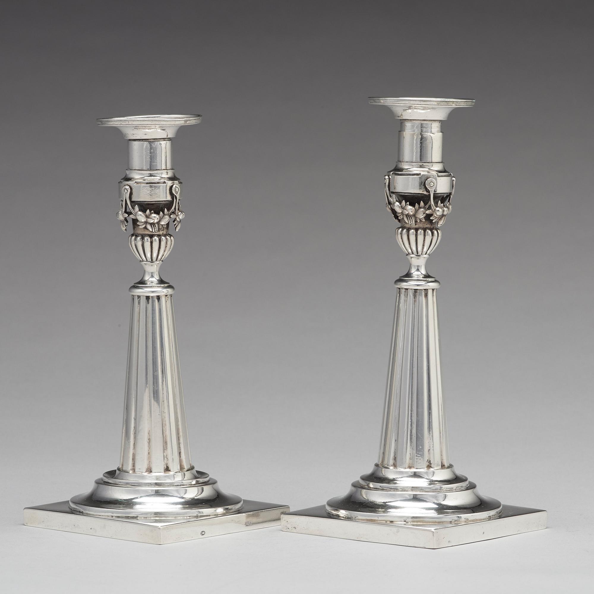 Johann Rudolf Haller, ljusstakar, ett par, silver, Augsburg 1801.