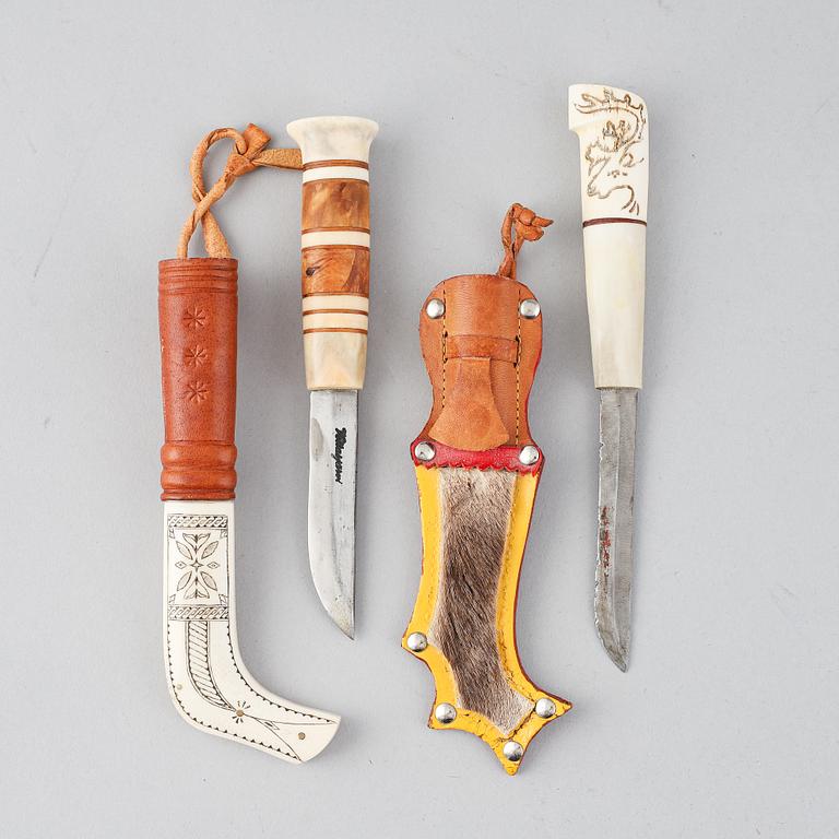 Valter Ranestål, a Sami reindeer horn knife, signed, and a Sami reindeer horn knife, not signed.