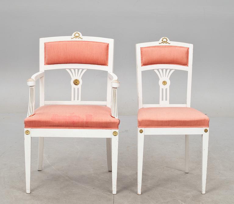 SALONGSMÖBLEMANG, 8 delar. Gustaviansk stil, omkring sekelskiftet 1900.