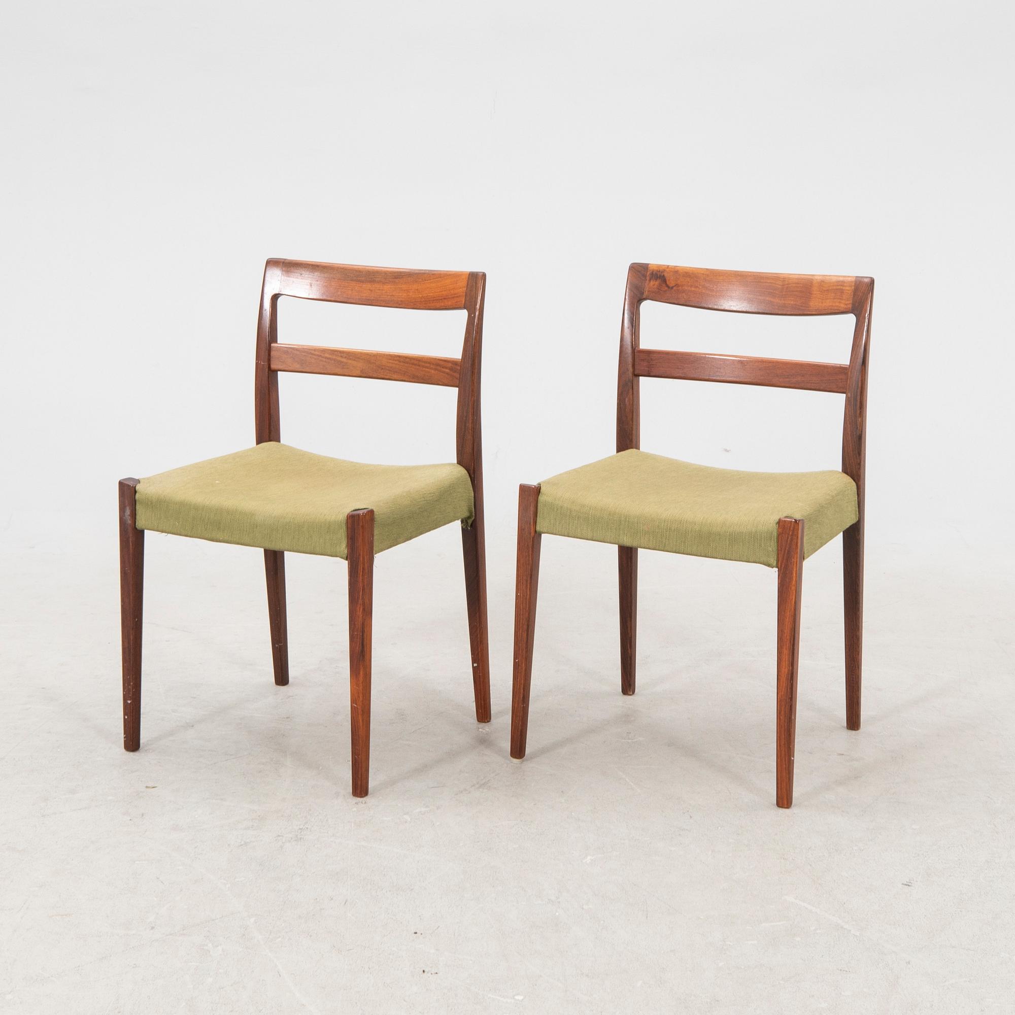 A Nils Jonsson jakaranda dining group 7 pcs Troeds Bra Bohag, Bjärnum, mid-20th century.
