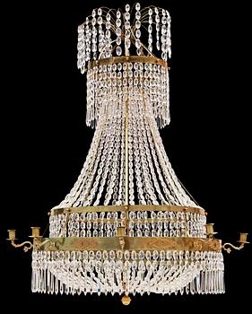 649. A Swedish Empire 1820/1830's nine-light chandelier.