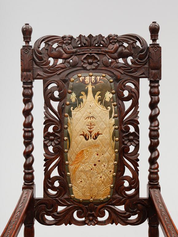 KARMSTOLAR, 1 par, barockstil, sekelskiftet 1900.