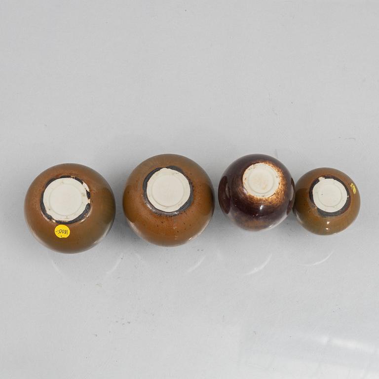 Stig Lindberg, a set of four stoneware vases, Gustavsbergs studio.