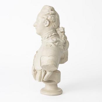 Johan Tobias Sergel, after, a plaster bust of king 'Gustav III' of Sweden, early 20th century.