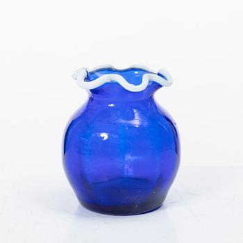 Four blue glass objects, Norway/ gothenburg's glasworks, early 19th century.