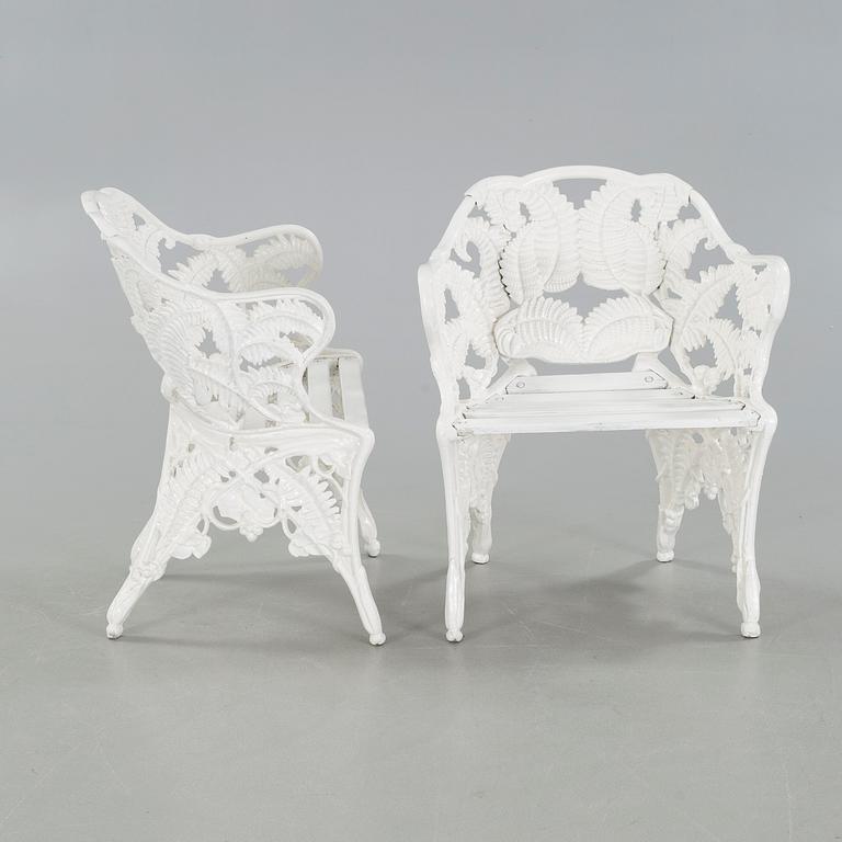 A pair of garden chairs from Melins in Anderstorp, second half of the 20th century.