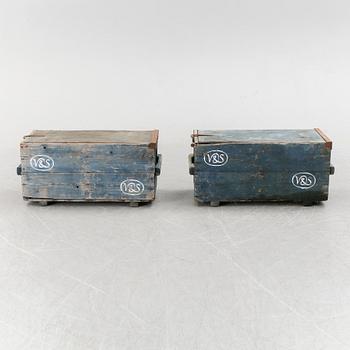 Two wooden boxes, early 1900's.