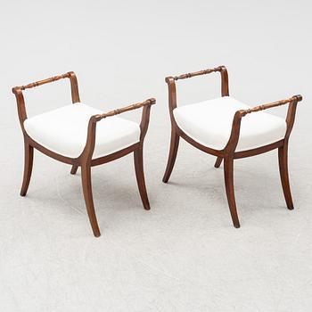 A pair of Karl-Johan stools, mid 19th century.