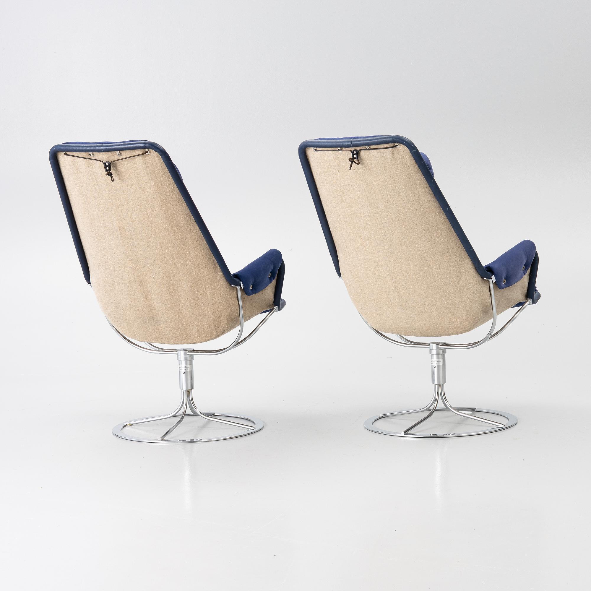 Bruno Mathsson, Armchairs, a pair, Jetson, Dux, second half of the 20th century.