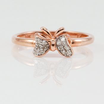 RING, 10K roséguld och diamanter tot ca 0.10 ct.
