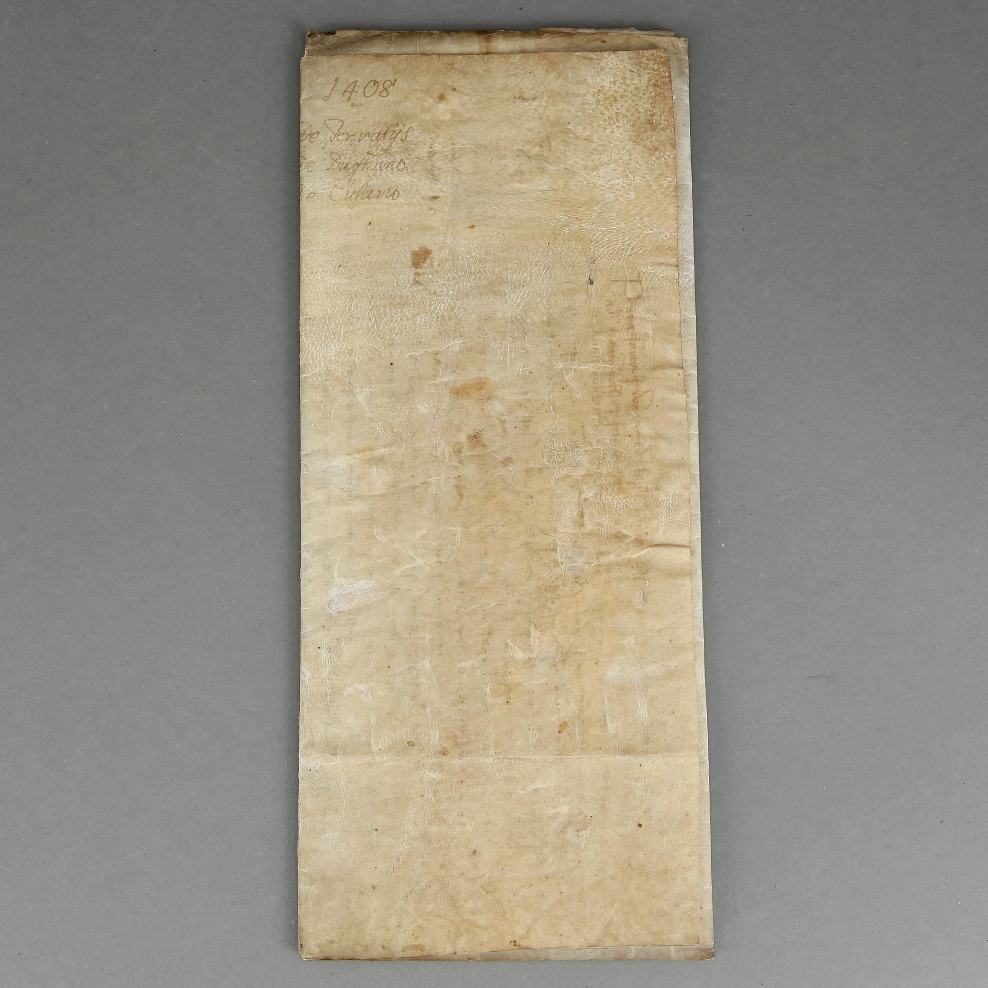 PERGAMENTDOKUMENT, daterat 1408.