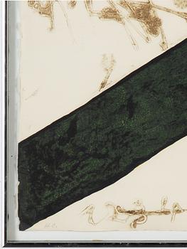 Antoni Tàpies, färgetsning, signerad HC. Utgiven 1972.