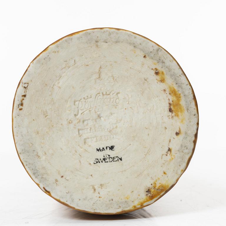 Gunnar Nylund, a set of three chamotte stoneware vases and a lamp base, Rörstrand 1930s-40s.