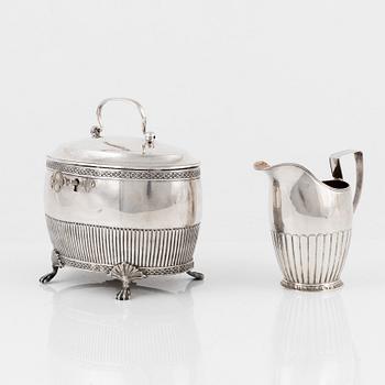 A silver Empire sugar box and creamer, Stockholm, Sweden, 1819-27.