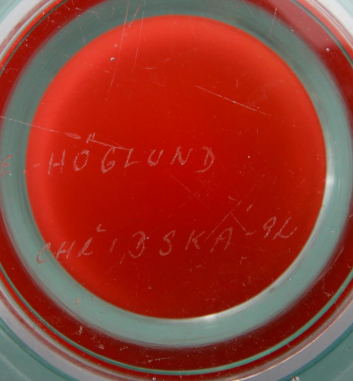 SKÅL PÅ FOT, glas, Erik Höglund, signerad.