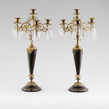 KANDELABRAR, 1 par, oscarianska, 1800-talets andra hälft.