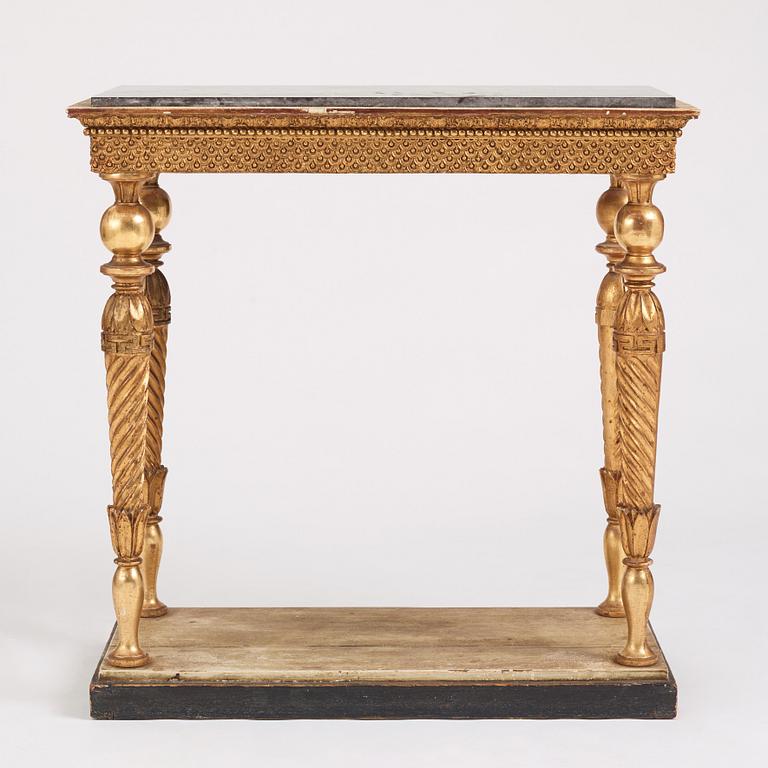 A late Gustavian console table, Stockholm, early 19th century.