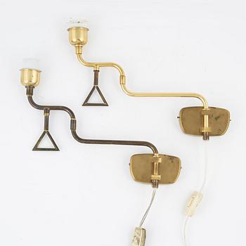 A pair of wall lamps, Armaturhantverk, Tibro, Sweden, second half of the 20th century.