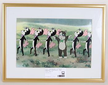 ORIGINALCEL, ur "Pelle Svanslös", blandteknik, Team Film, sign SL.