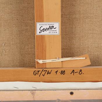 John Walker, mixed media on paper/canvas, signed and dated 1988.