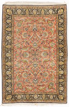 A rug, silk Quum, ca 160 x 106 cm.