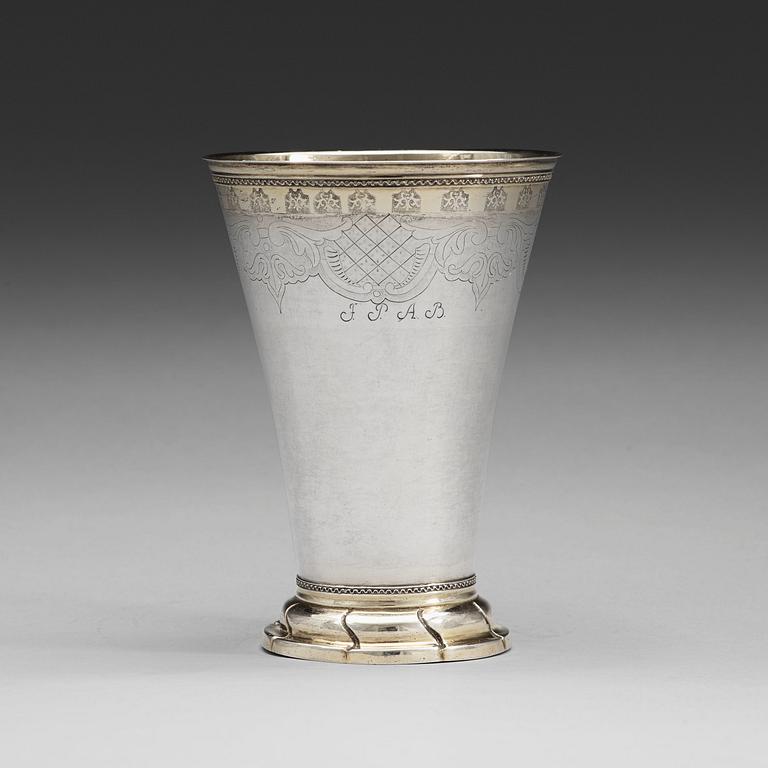 A Swedish 18th century parcel-gilt beaker, mark of Pelle Sellstedt, Sundsvall 1765.