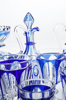 55 pieces of glass tableware, first half of the 20th century.